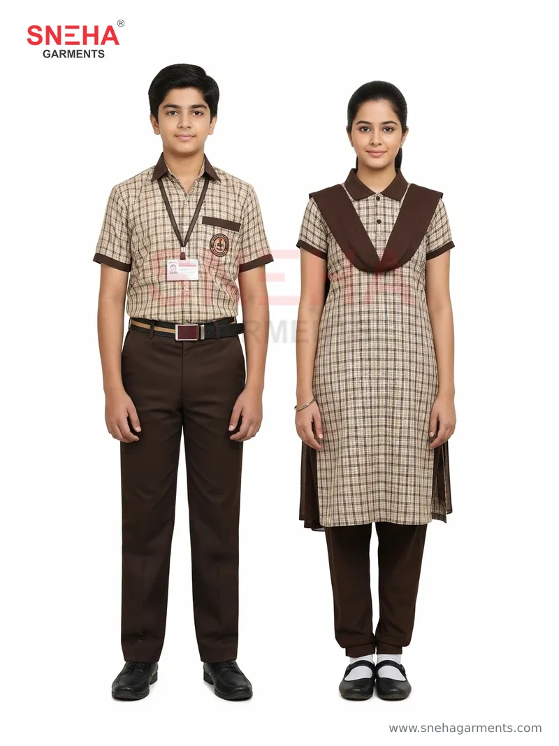 Beige Check Shirt & Punjabi Kurta Salwar