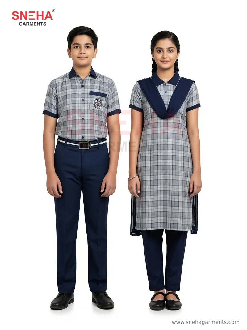 Grey Check Shirt & Punjabi Kurta Salwar