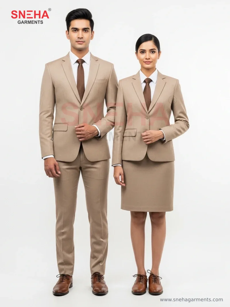 Beige Shirt with Brown Tie