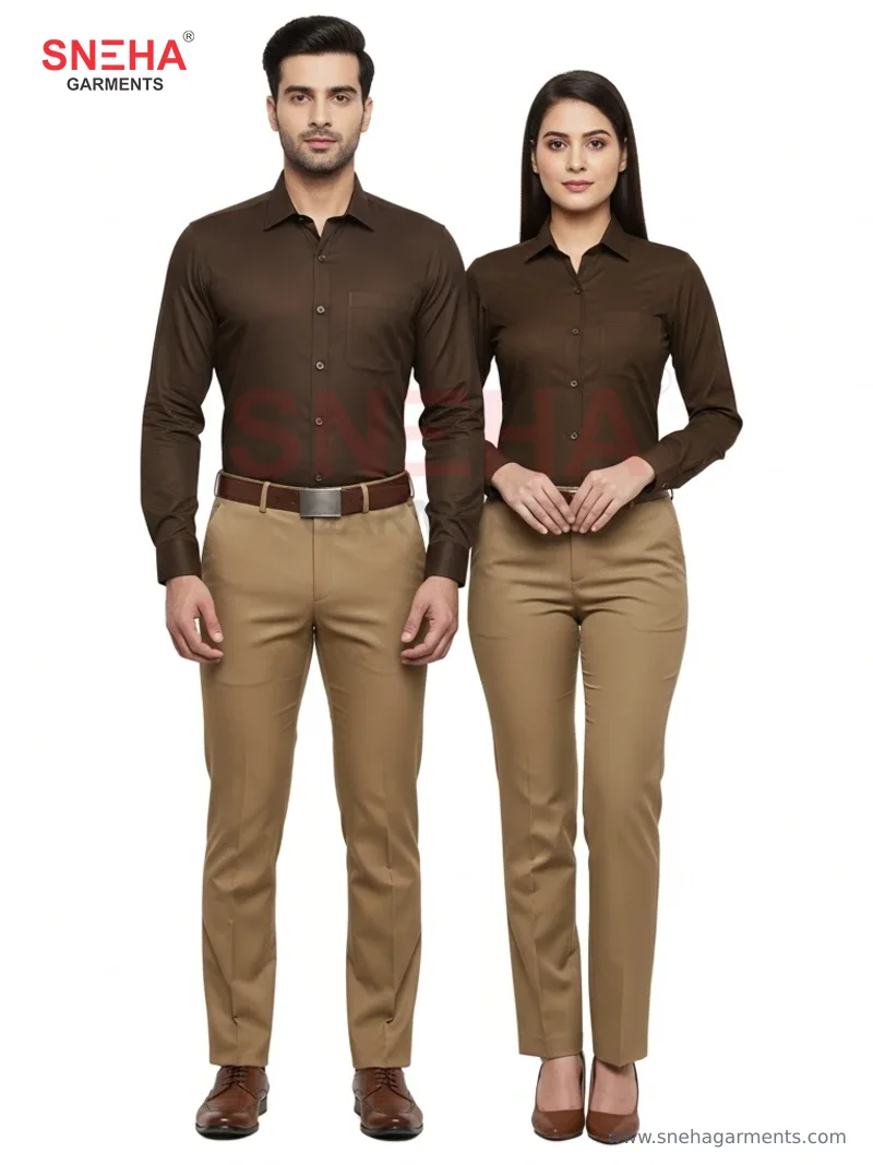 Brown Shirt & Khaki Trousers