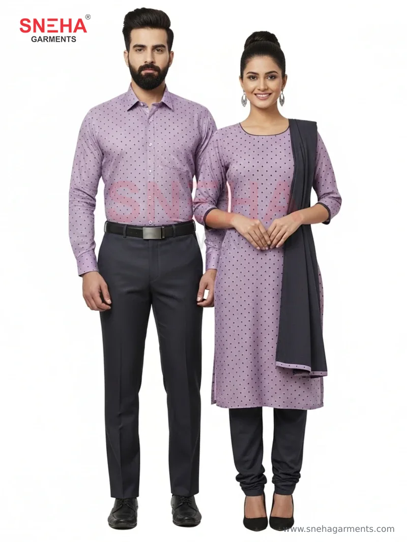 Lavender Polka Dot Shirt & Matching Salwar Kurta Uniform