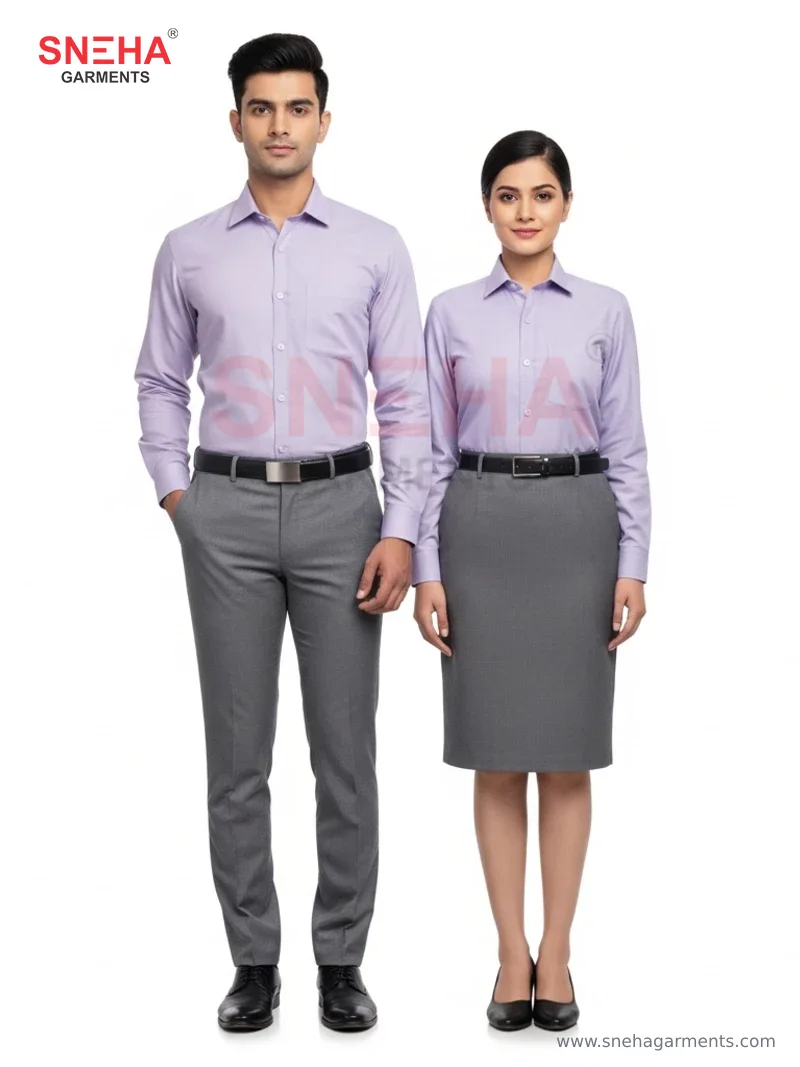 Lavender Purple Shirt & Grey Trousers