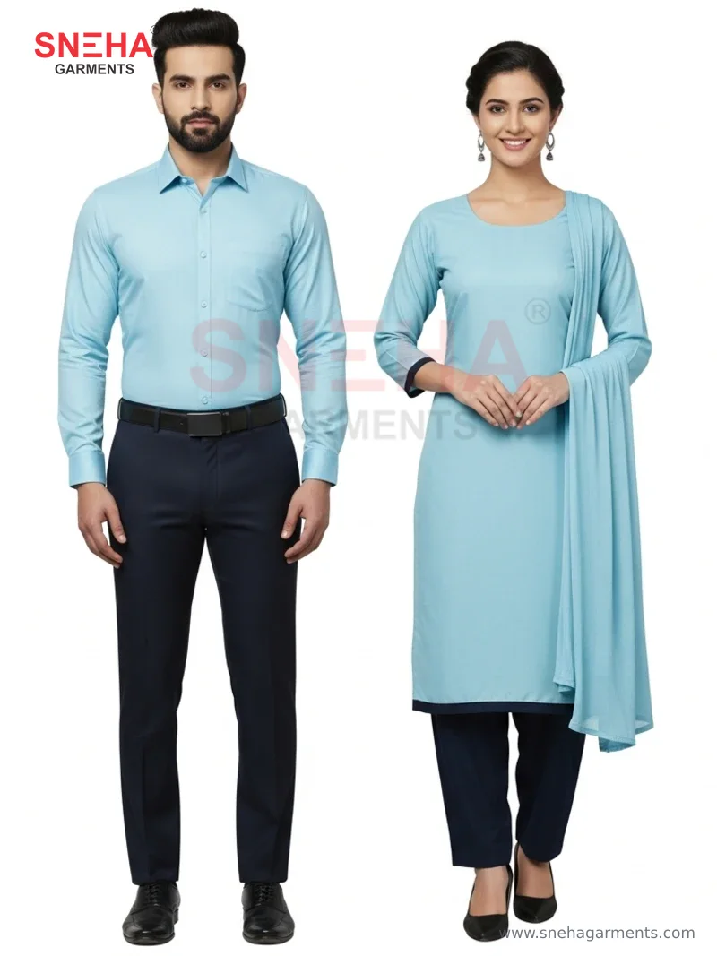 Sky Blue Shirt & Matching Sky Blue Salwar Kurta Uniform