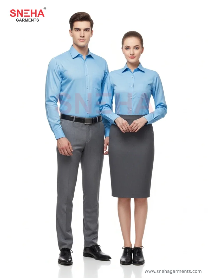 Sky Blue Shirt & Grey Trousers
