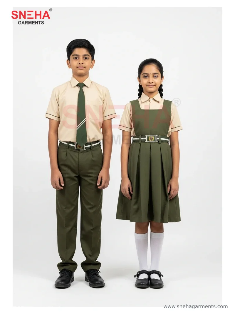 Cream Shirt & Olive Green Uniform