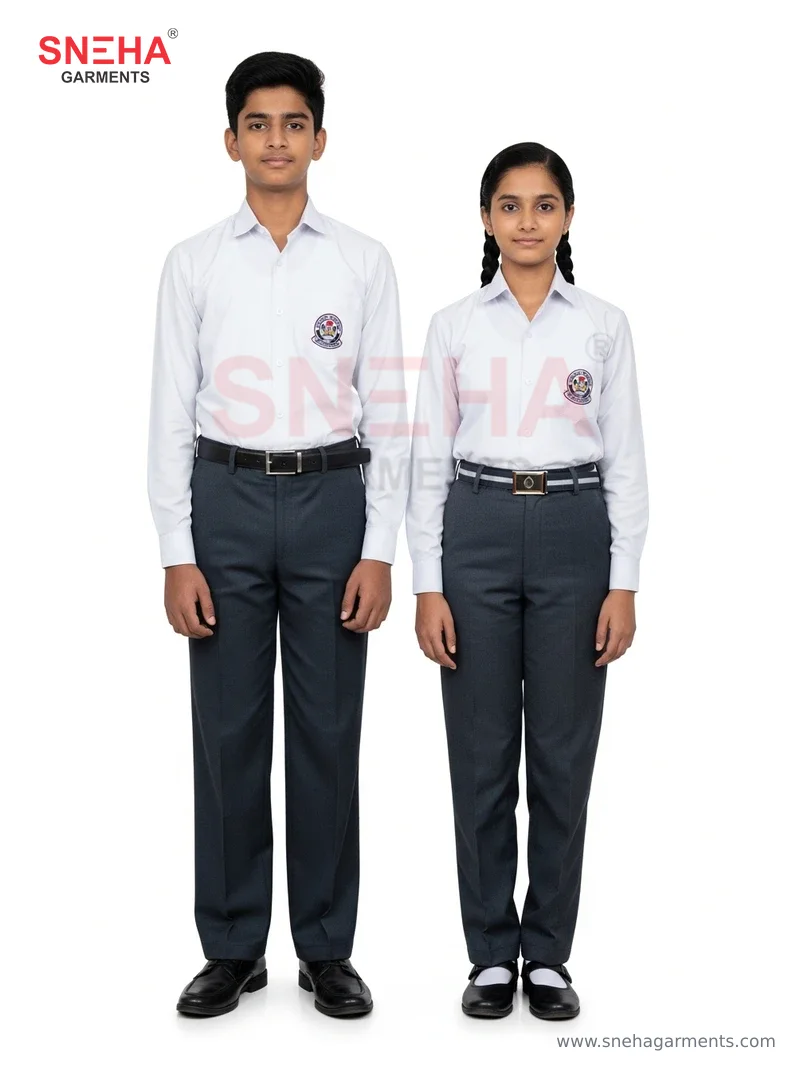 White Full Sleeve Shirt & Grey Trouser