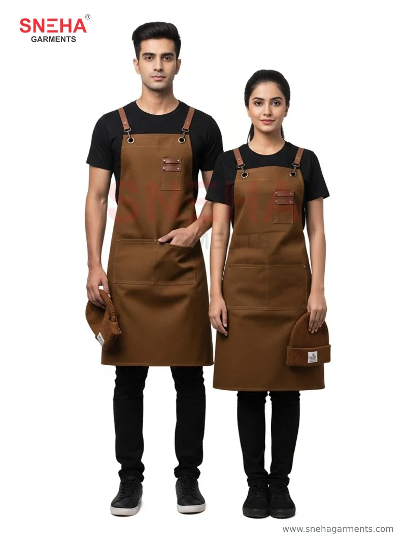 Cafe Barista Brown Apron Uniform