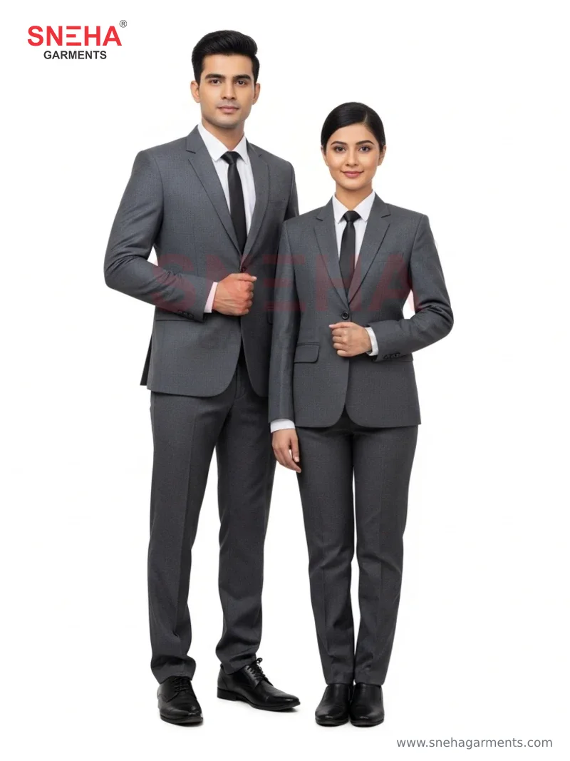 Front Desk Receptionist Grey Suit
