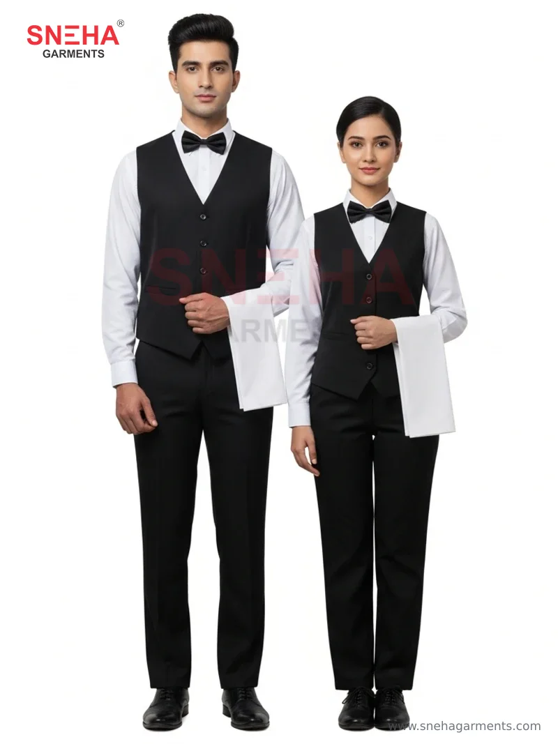 Restaurant Waiter Black Vest Uniform
