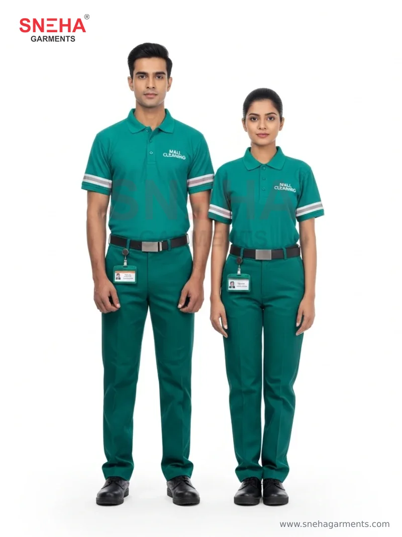 Mall Teal Cleaning Crew Polo