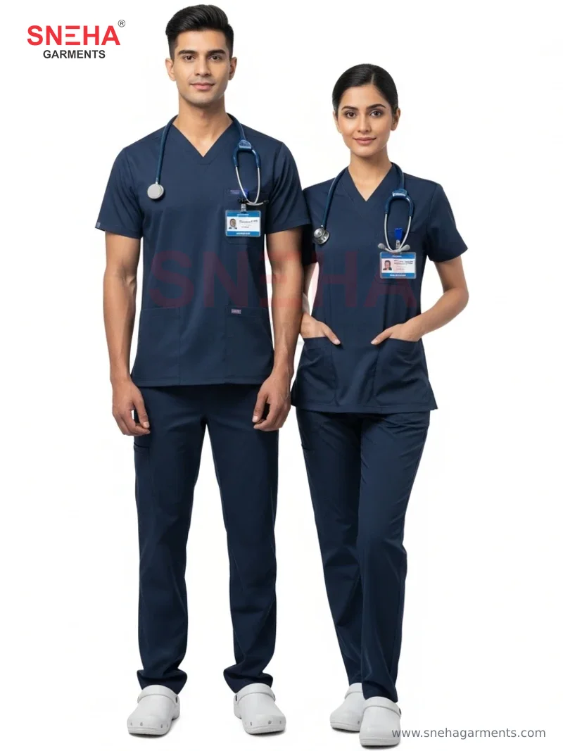 Navy ICU V-Neck Scrub Set