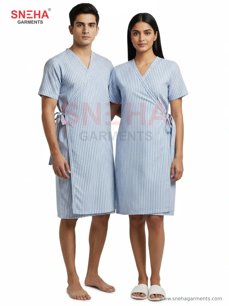 Patient Gown – Blue Stripe (Short)