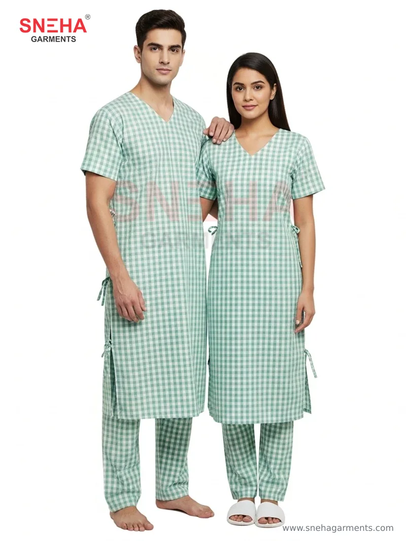 Patient Gown – Green Check (Full Length)