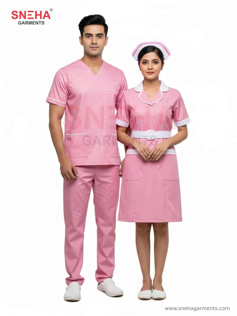 Pink Nurse Knee-Length Dress