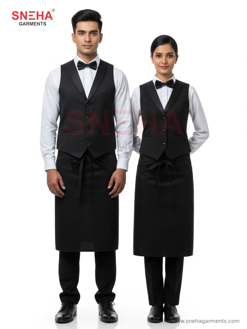 Hotel Bartender Black Vest & Apron