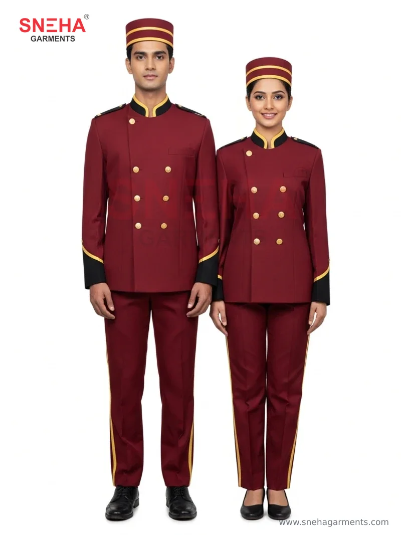 Hotel Bell Boy Maroon Uniform