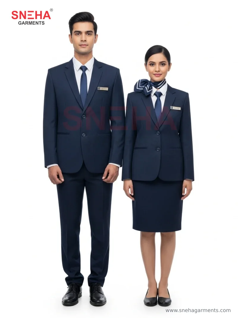 Hotel Front Desk Receptionist Navy Suit