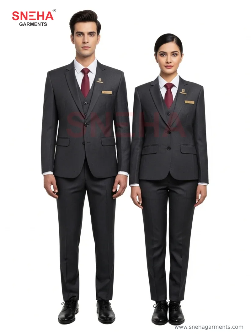 Hotel Front Office Charcoal 3-Piece Suit