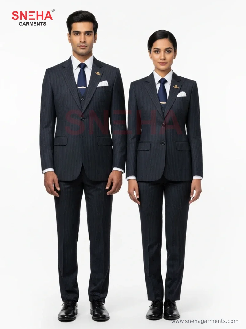 Hotel General Manager Charcoal Pinstripe Suit