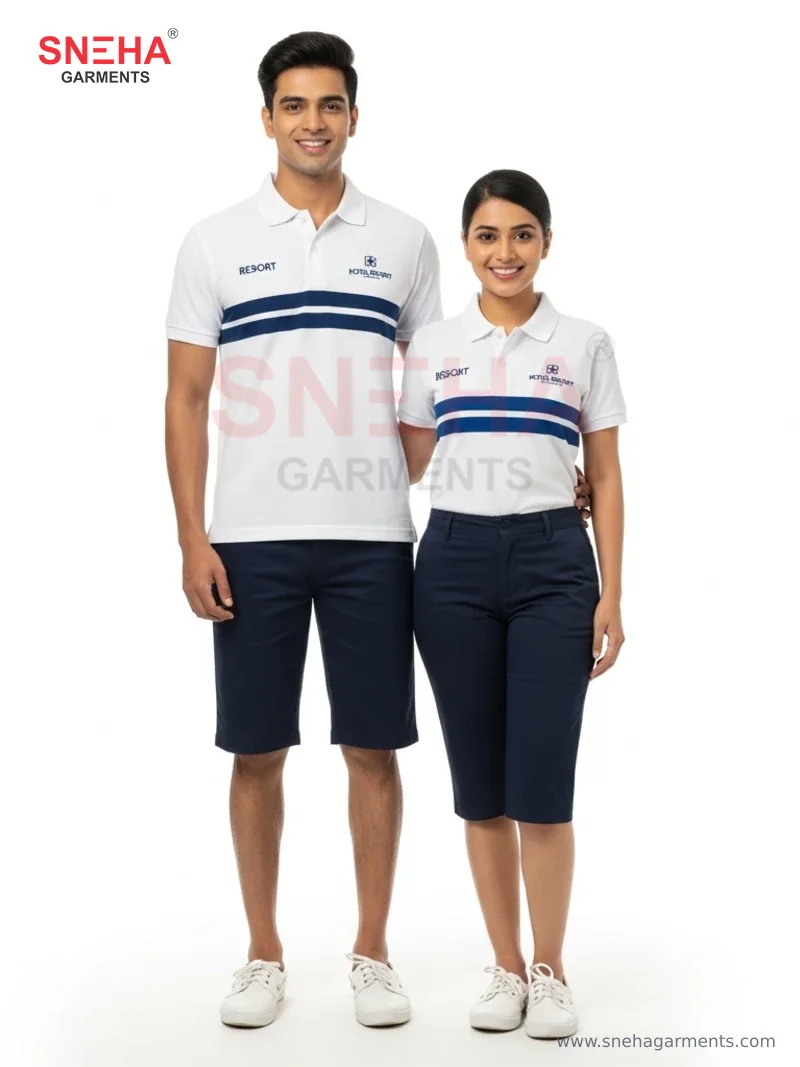 Resort Poolside Staff Navy-White Polo