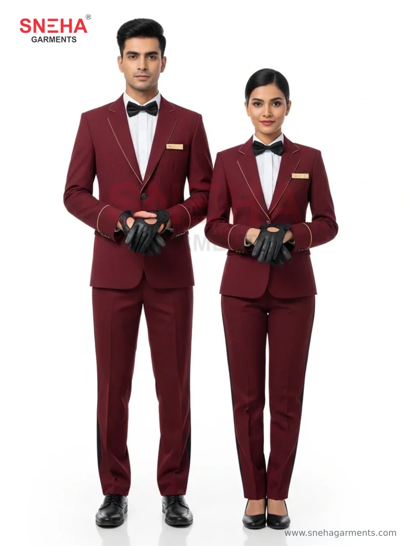 Hotel Valet Burgundy Blazer