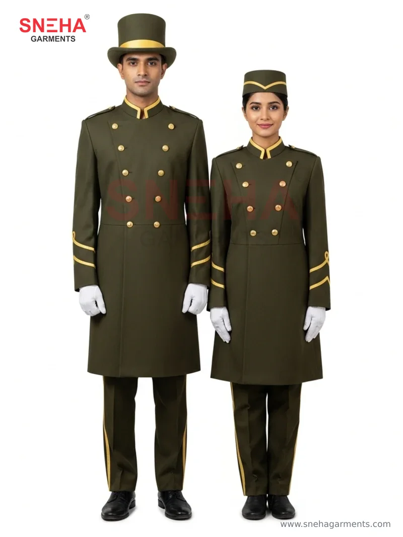 Hotel Doorman Olive Long Coat
