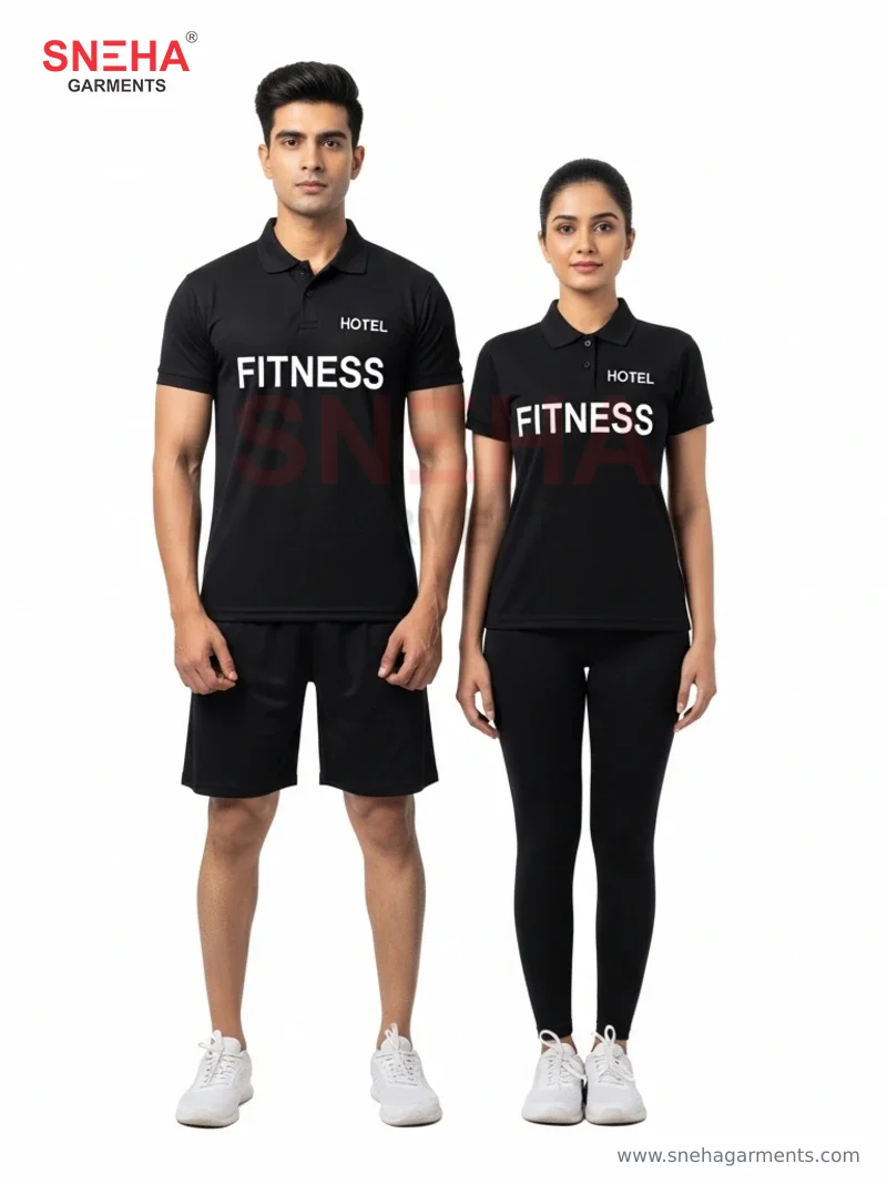 Hotel Gym Instructor Black Polo Set
