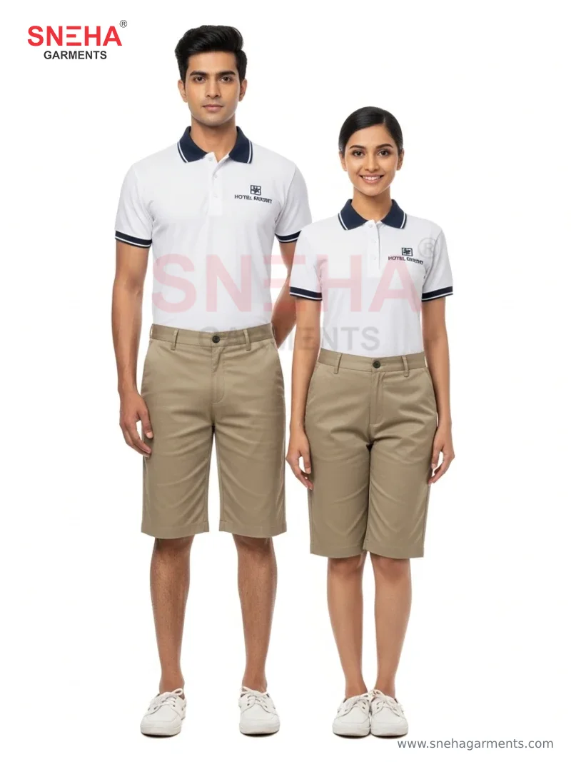 Pool Concierge White Polo & Khaki Shorts