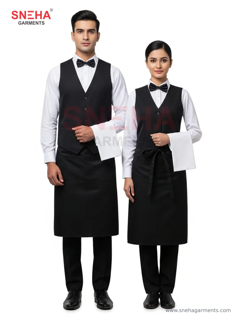 Hotel Waiter Black Vest & Apron Set