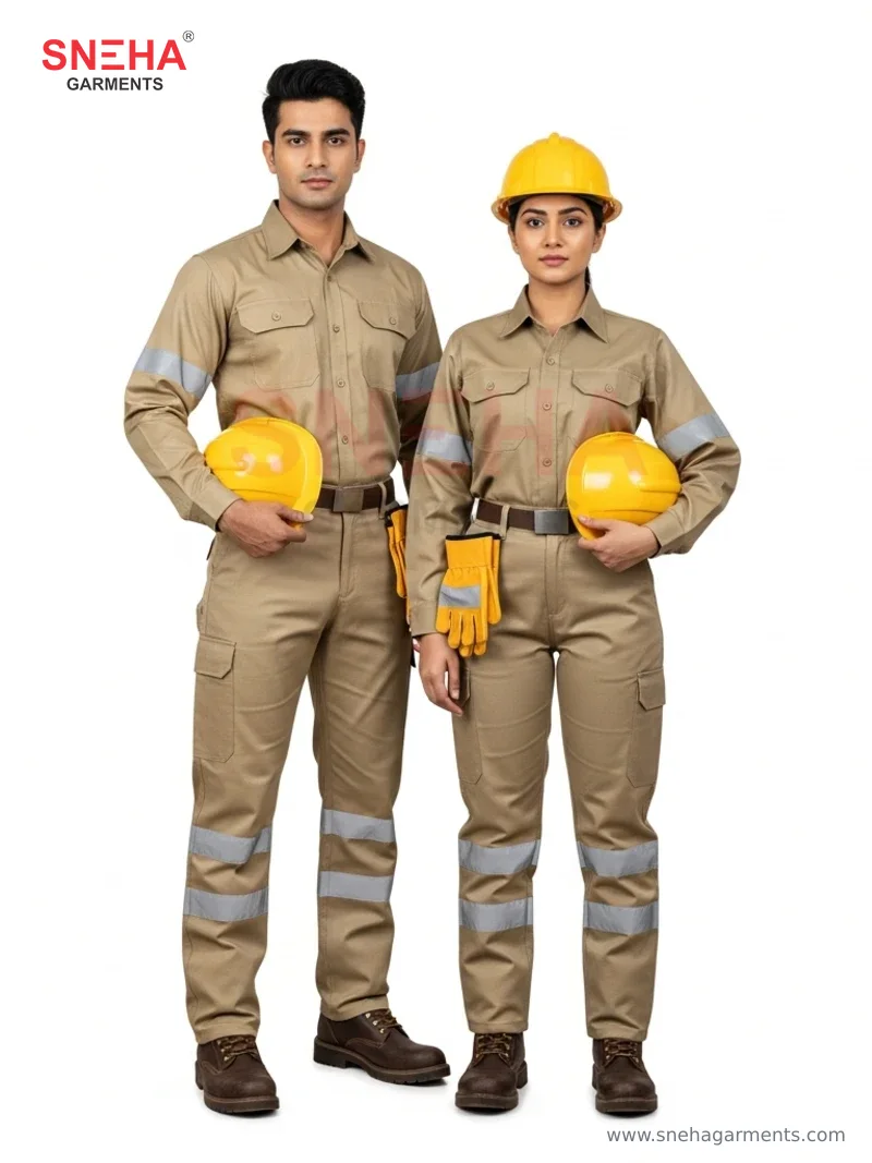 Construction Khaki Workwear with Helmet