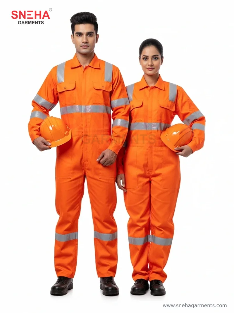 Hi-Vis Orange Industrial Coverall