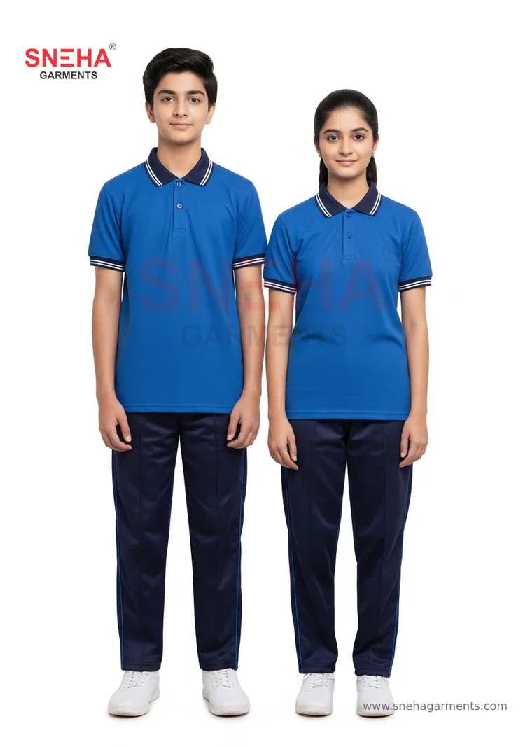 Blue Polo + Navy Track Pant Set