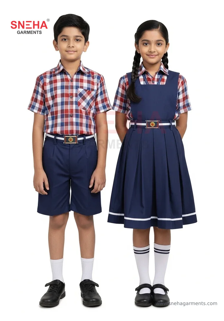 Multicolor Plaid & Navy Uniform