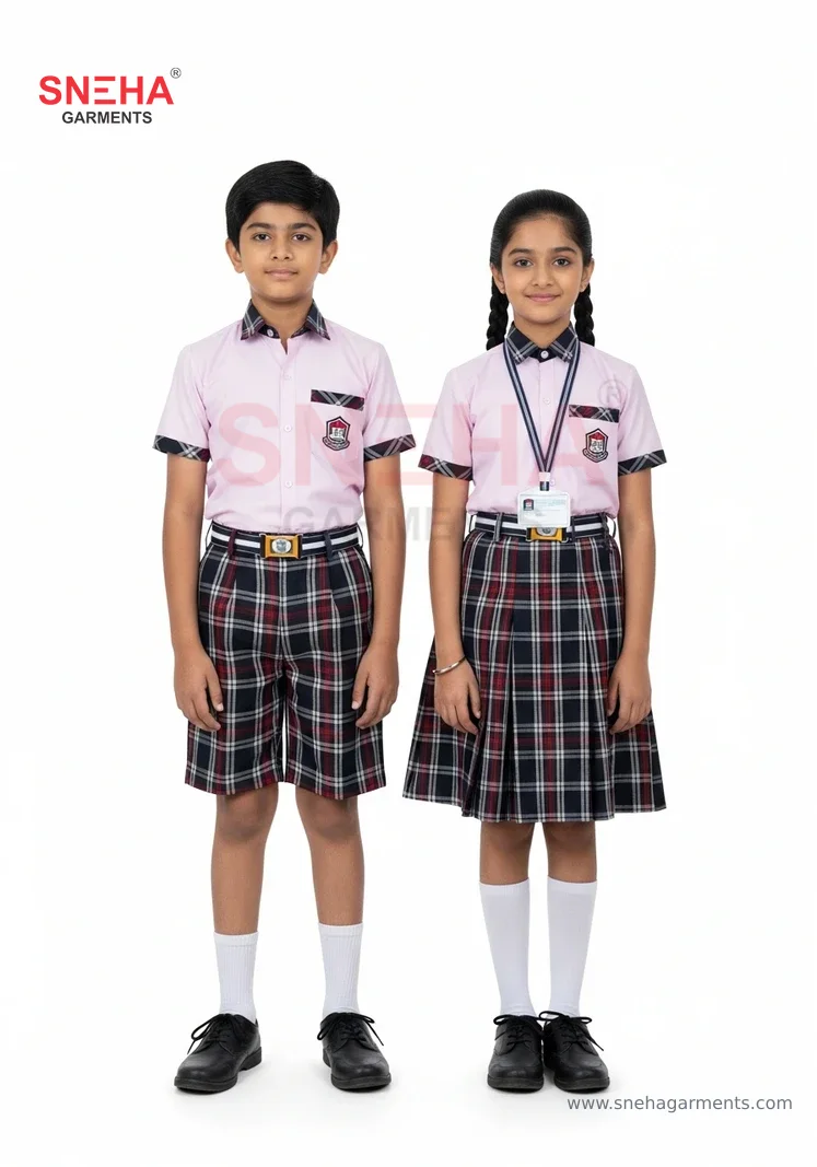 Pink Shirt & Black Tartan Uniform