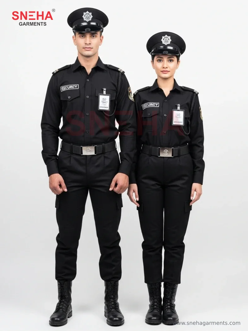 All-Black Security Uniform with Cap