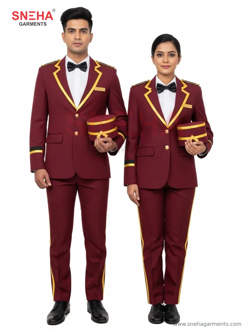 Hotel Doorman Maroon Formal Uniform