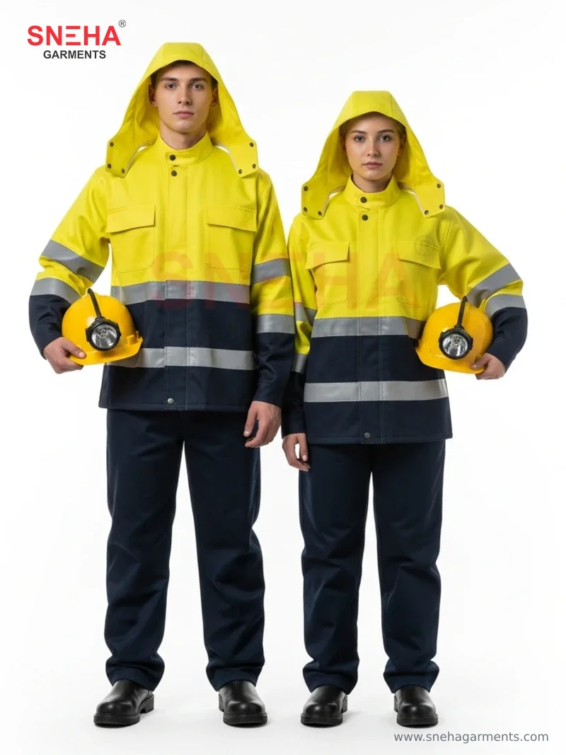 Mining Hi-Vis Yellow Hooded Jacket