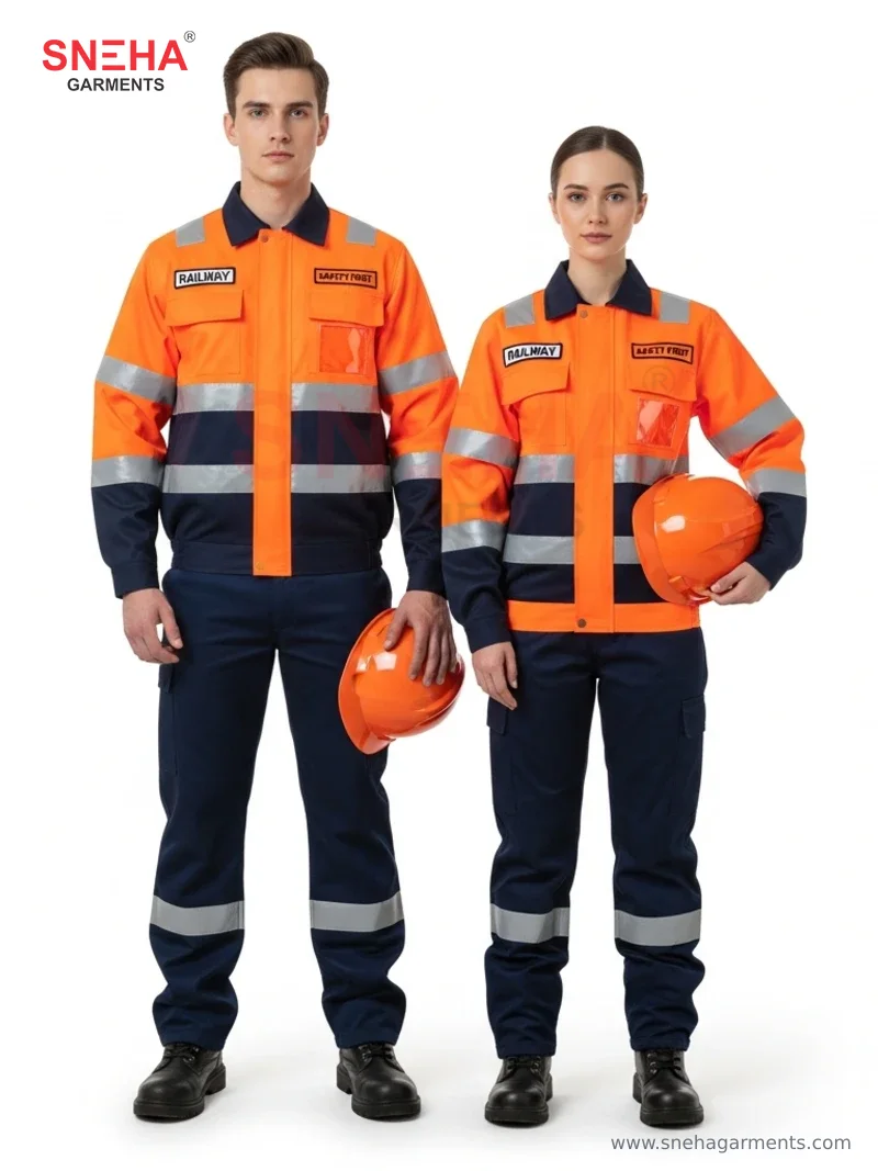 Railway Worker Hi-Vis Orange Jacket