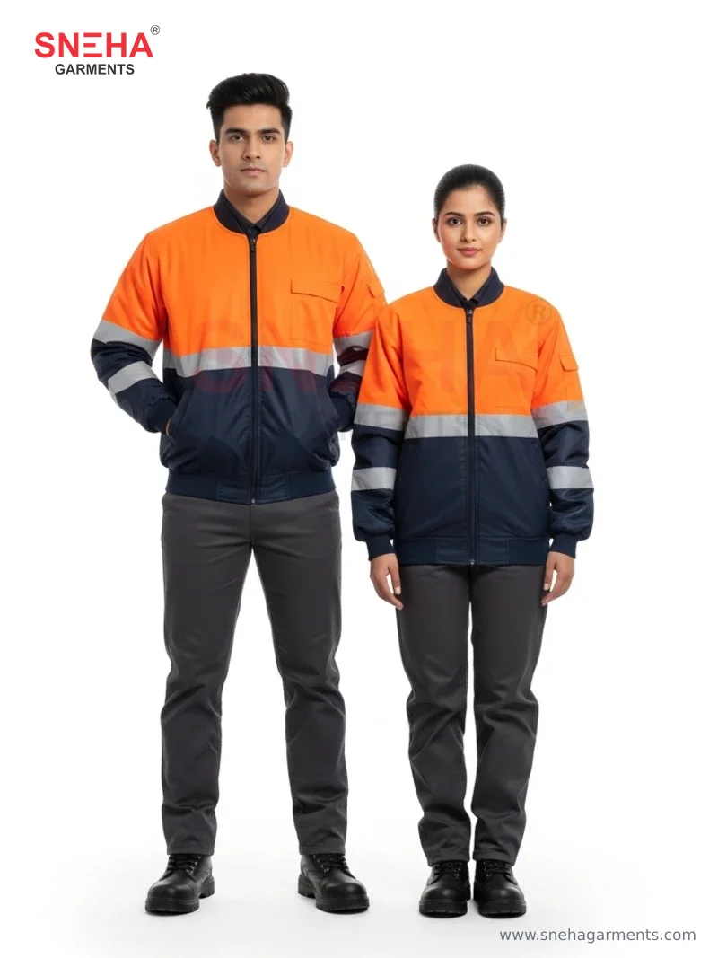 Navy & Orange Hi-Vis Bomber Jacket