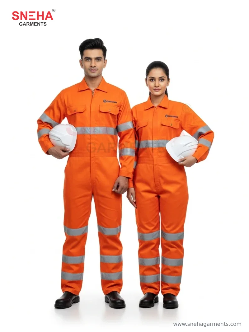 Hi-Vis Orange Reflective Coverall