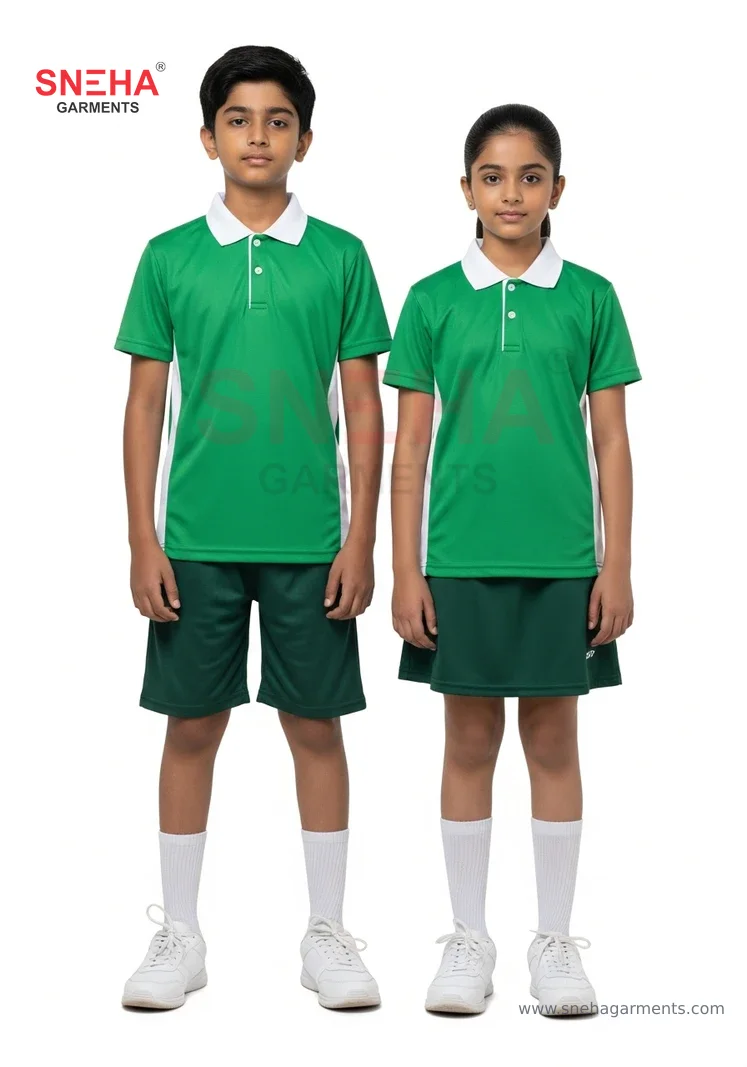 Green & White Sports Polo
