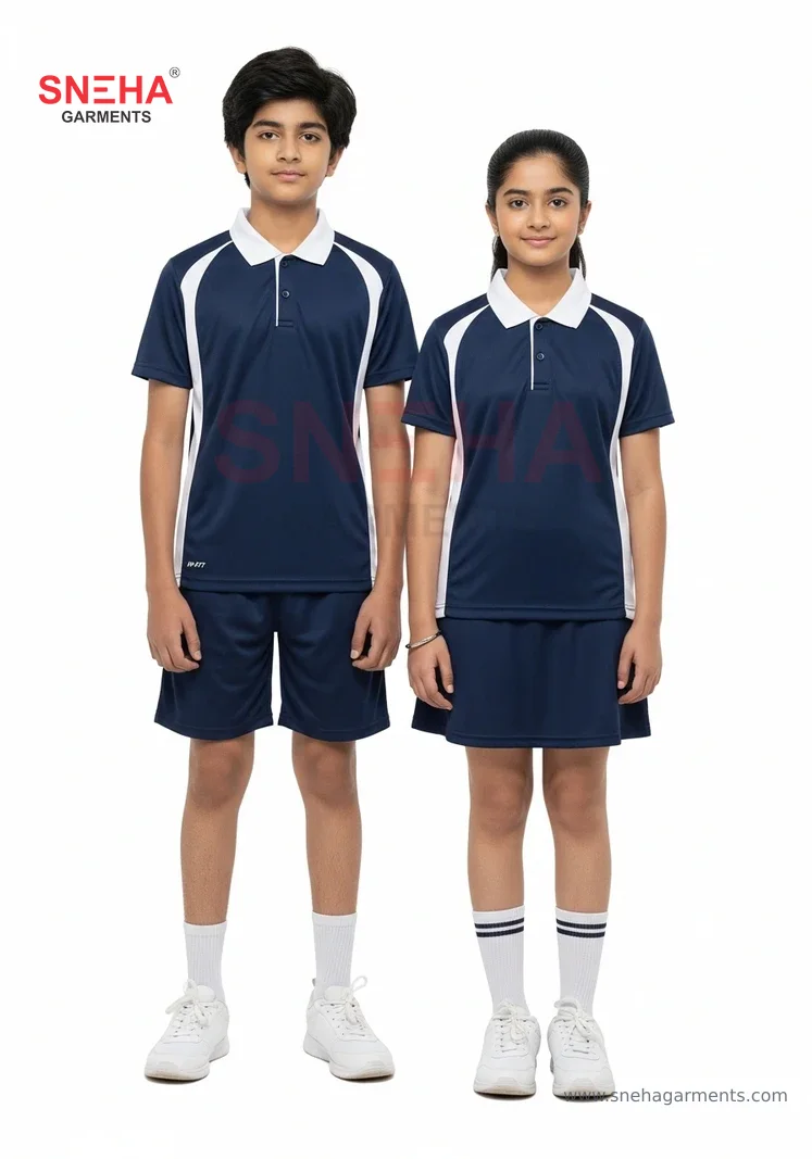 Navy & White Sports Polo