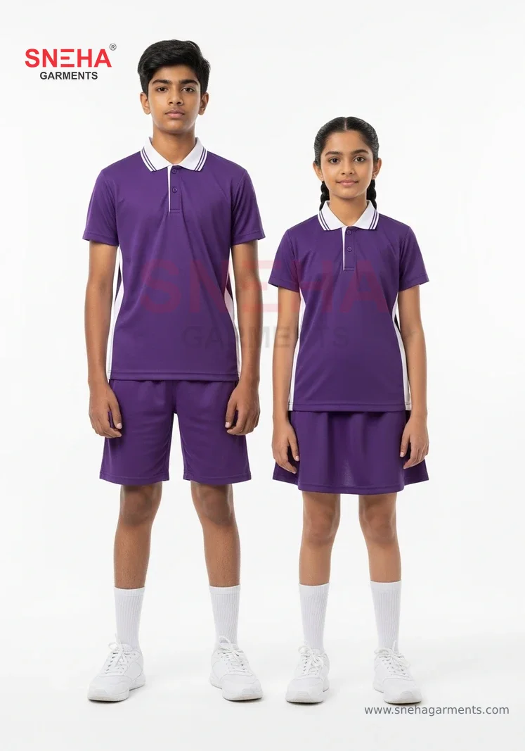 Purple & White Sports Polo