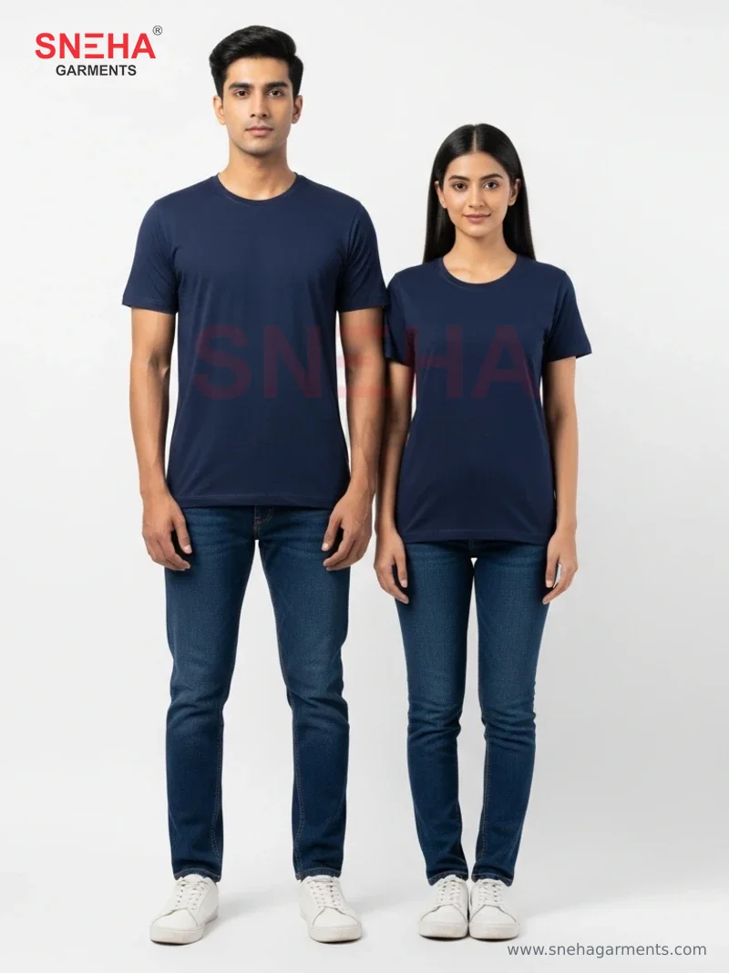Plain Navy Round-Neck T-Shirt