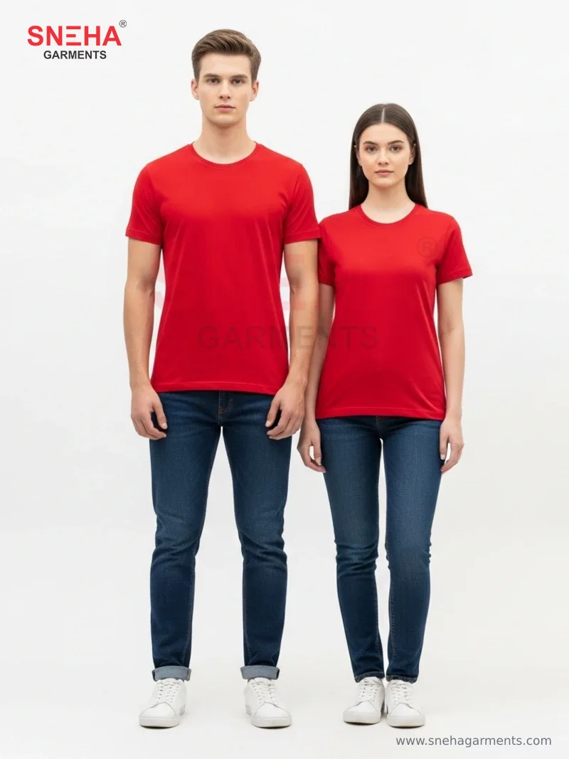 Plain Red Round-Neck T-Shirt