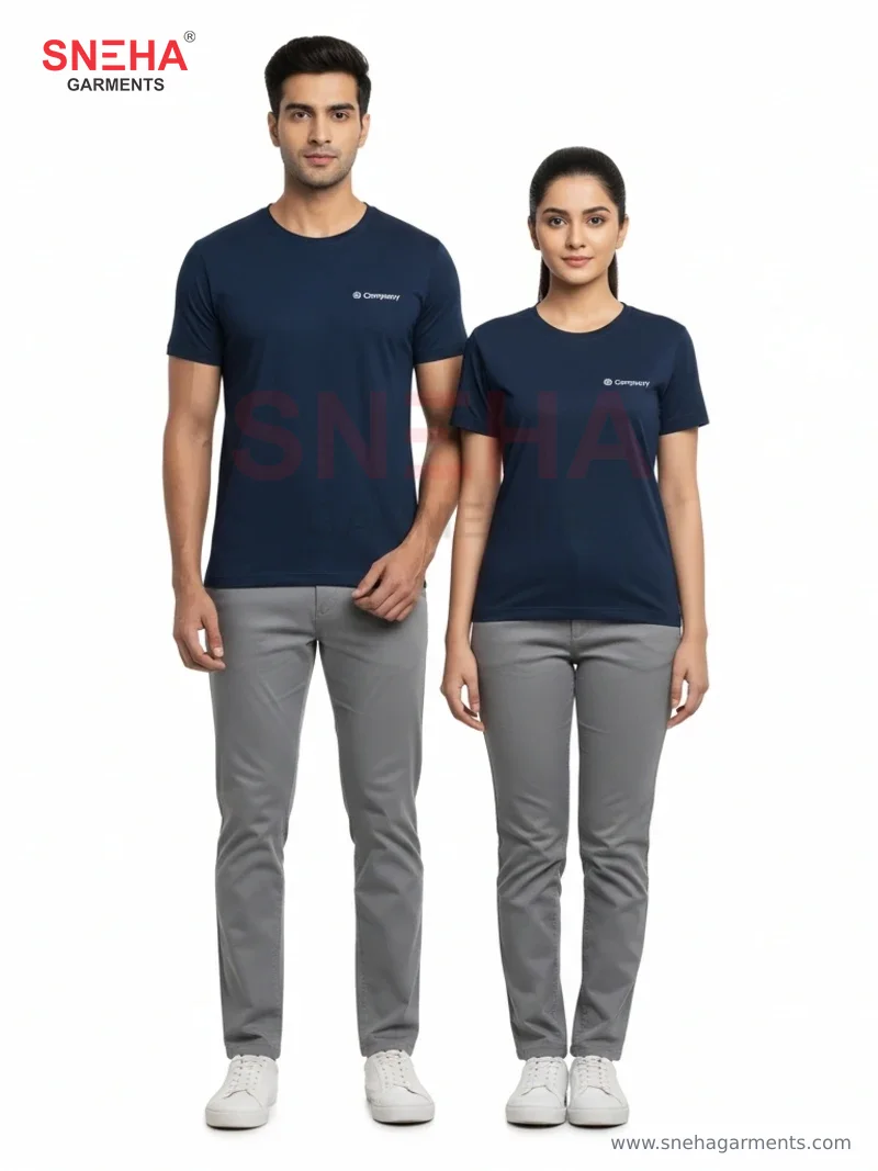 Plain Navy Round-Neck Tee