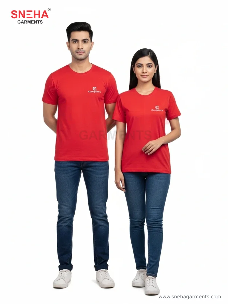 Bright Red Round-Neck Tee