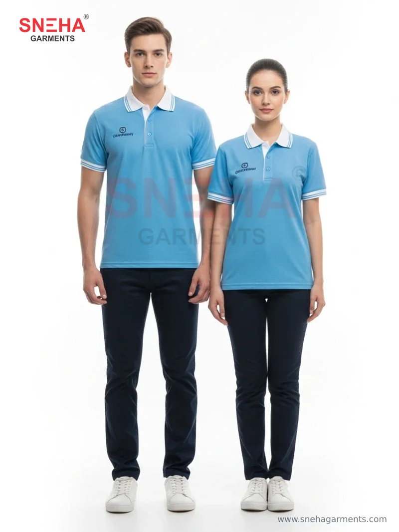 Sky Blue Polo with White Collar