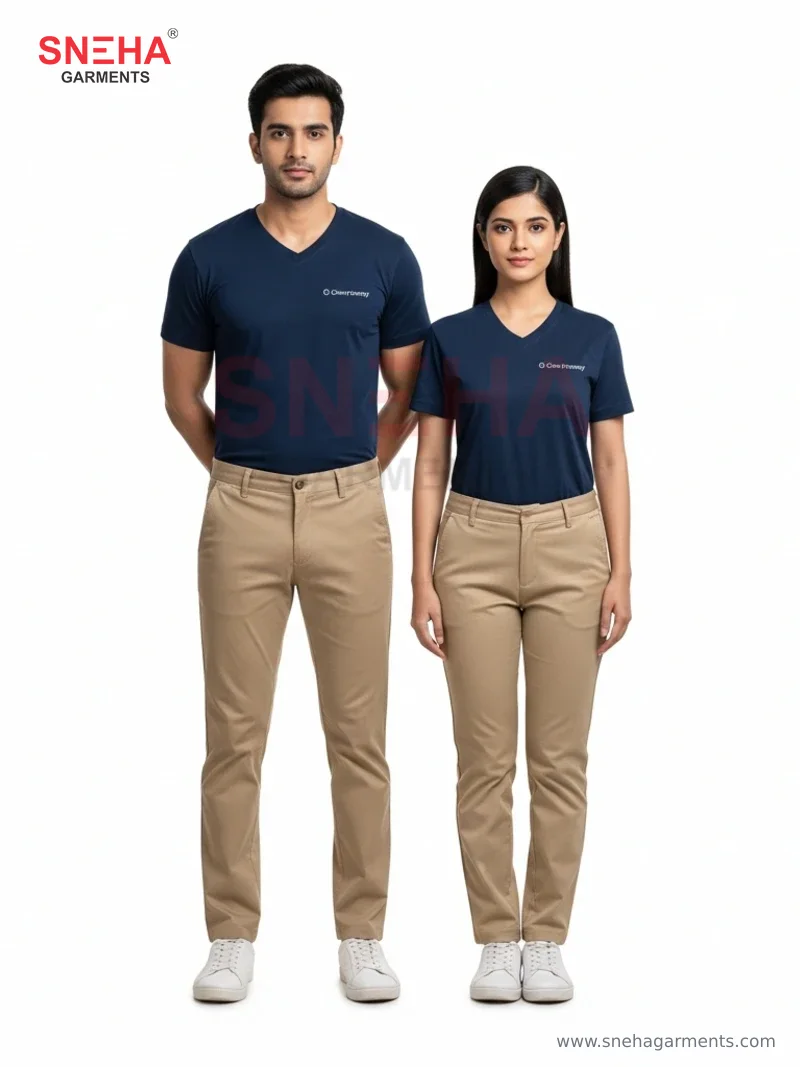 Navy V-Neck Corporate Tee