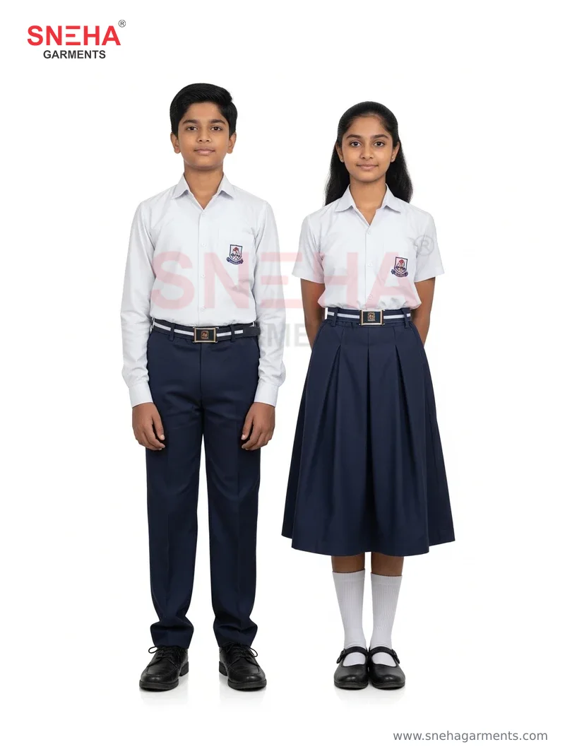 White Shirt & Navy Blue Uniform